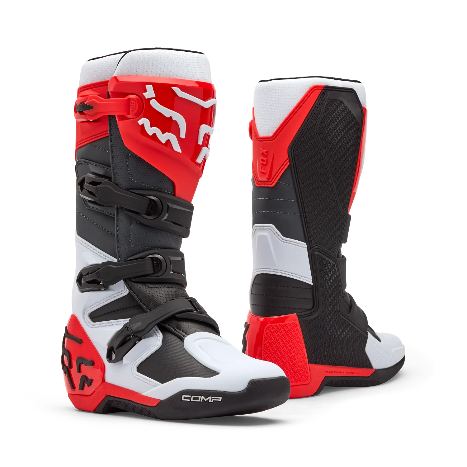Fox Comp Boots (White & Fluorescent Red)
