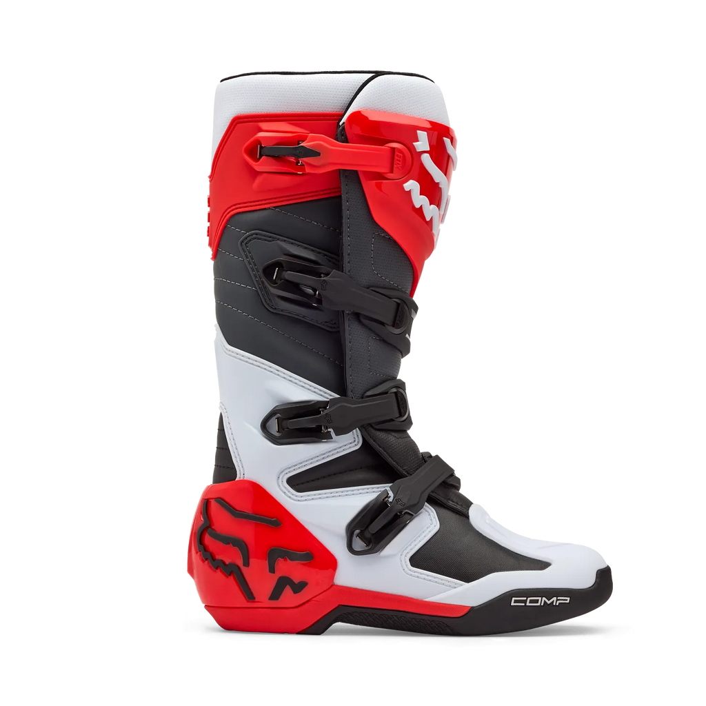 Fox Comp Boots (White & Fluorescent Red)