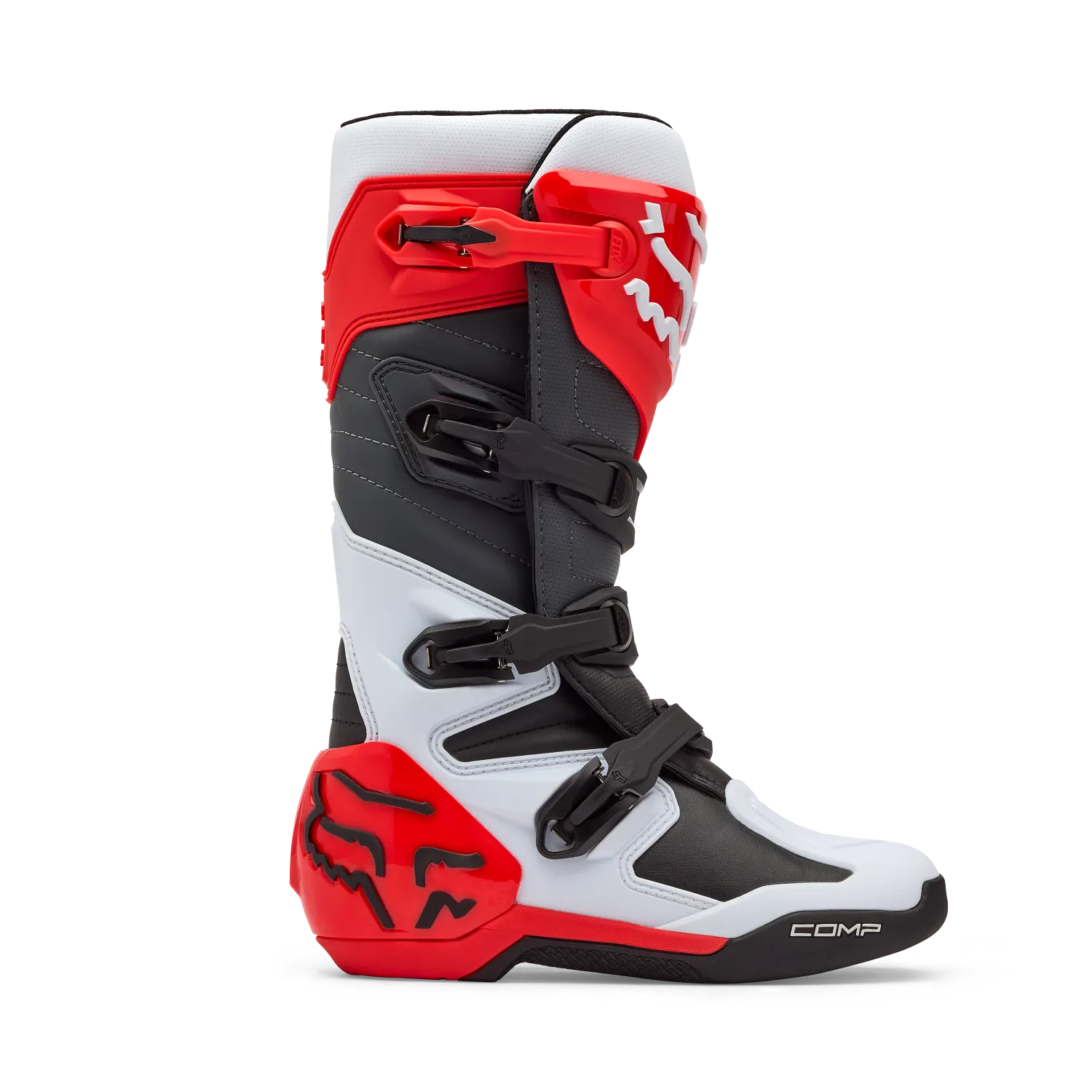 Fox Comp Boots (White & Fluorescent Red)