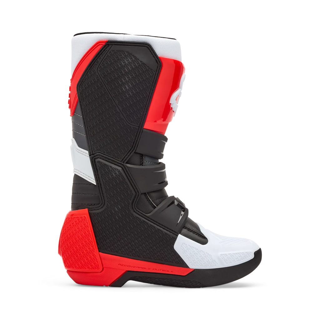Fox Youth Comp Boots (White & Fluorescent Red)