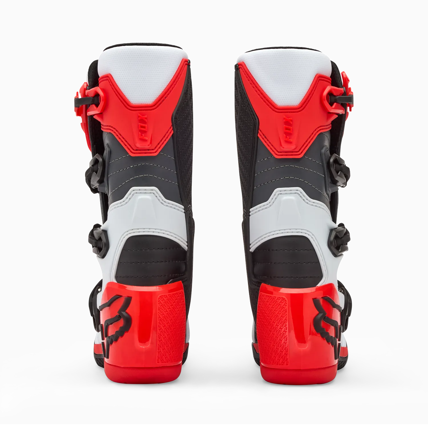 Fox Youth Comp Boots (White & Fluorescent Red)