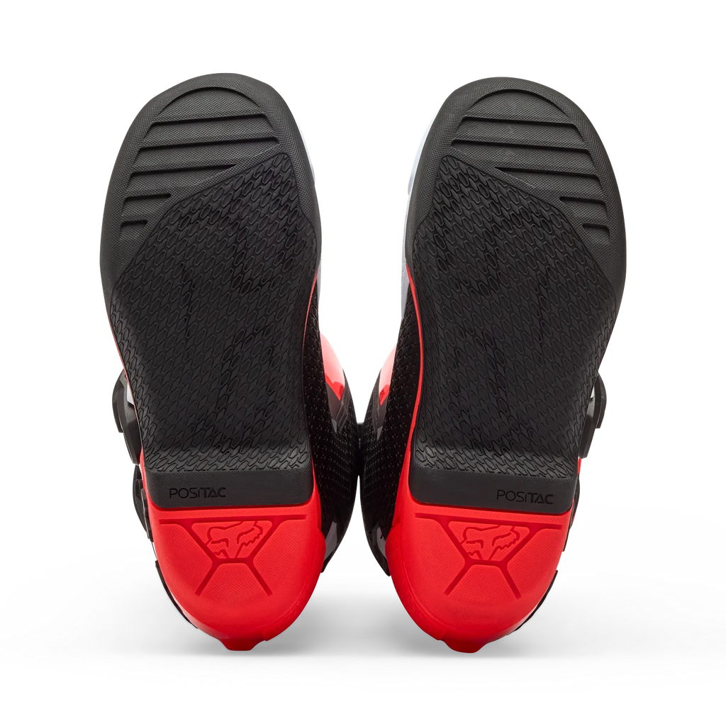 Fox Youth Comp Boots (White & Fluorescent Red)