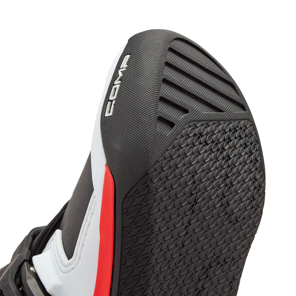 Fox Youth Comp Boots (White & Fluorescent Red)